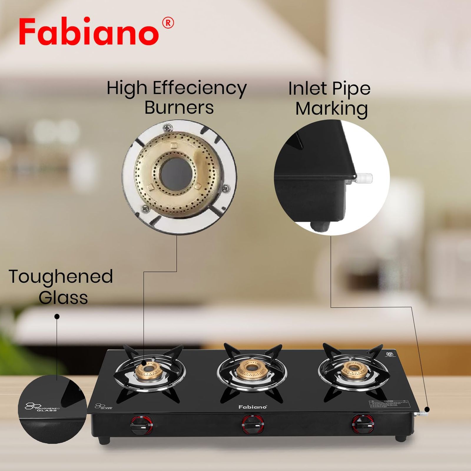 Fabiano FAB3BRNSMART Toughened Glass Top 3 Burner Manual Gas Stove (Pan Support Attachment, Black) Fabiano FAB3BRNSMART Toughened Glass Top 3 Burner Manual Gas Stove (Pan Support Attachment, Black)_5