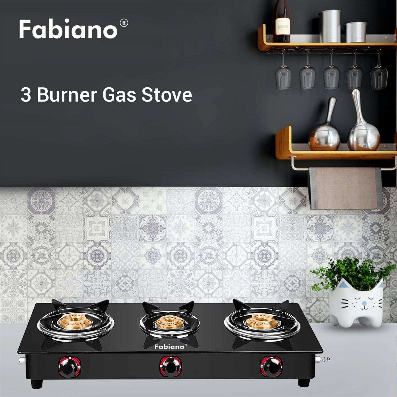 Fabiano FAB3BRNSMART Toughened Glass Top 3 Burner Manual Gas Stove (Pan Support Attachment, Black) Fabiano FAB3BRNSMART Toughened Glass Top 3 Burner Manual Gas Stove (Pan Support Attachment, Black)_7