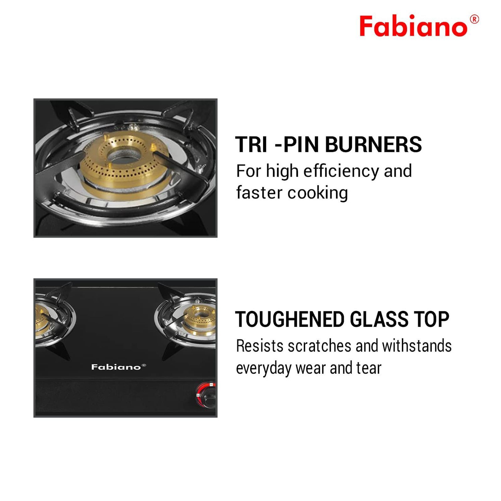 Fabiano Toughened Glass Top 3 Burner Manual Gas Stove(Heat Resistant, Black)_5