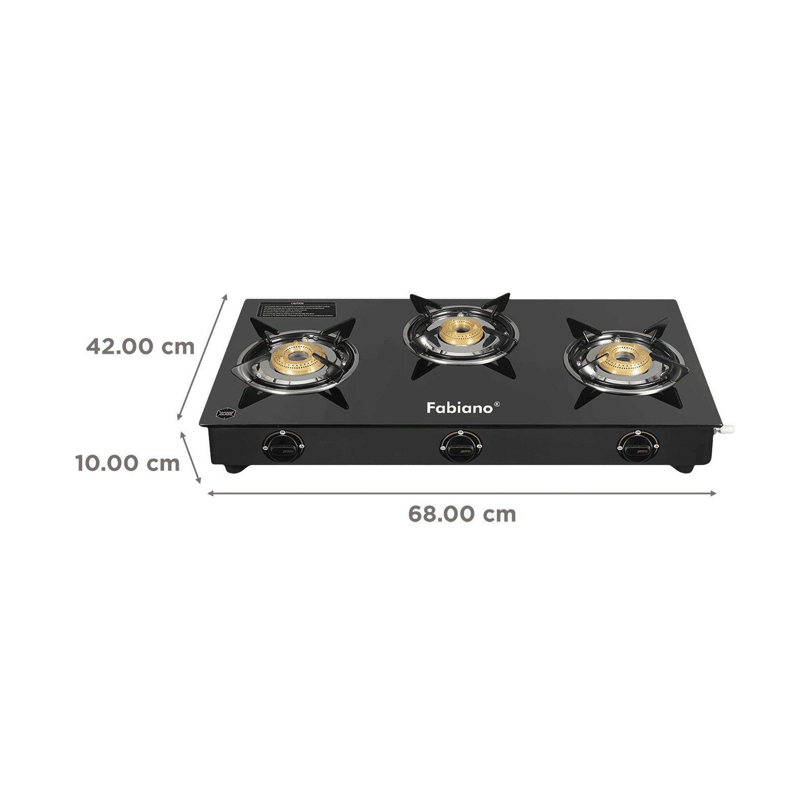 Fabiano Toughened Glass Top 3 Burner Manual Gas Stove(Heat Resistant, Black)_2