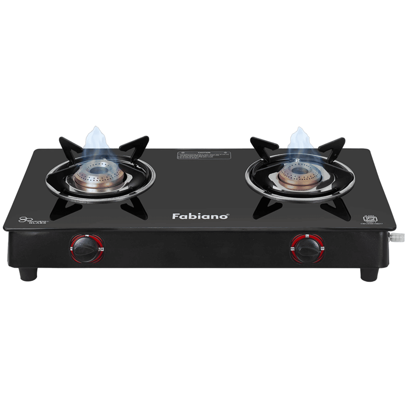 Fabiano Toughened Glass Top 2 Burner Manual Gas Stove (ISI Certified, Black)_1