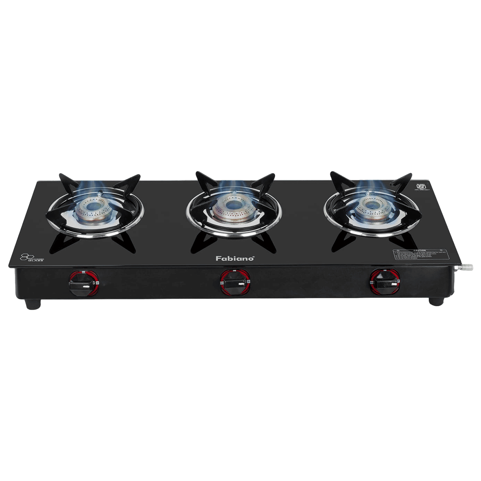 Fabiano FAB-3BRN Toughened Glass Top 3 Burner Manual Gas Stove (High Efficiency Burners, Black)_1