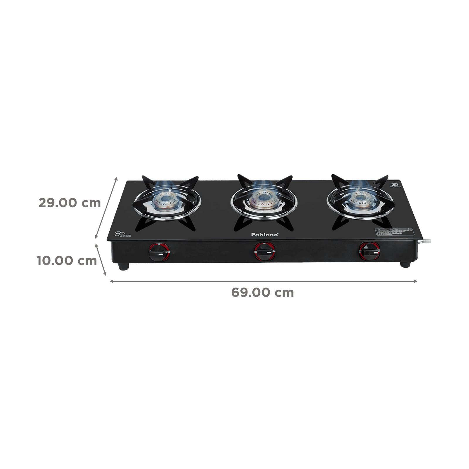 Fabiano FAB-3BRN Toughened Glass Top 3 Burner Manual Gas Stove (High Efficiency Burners, Black)_2