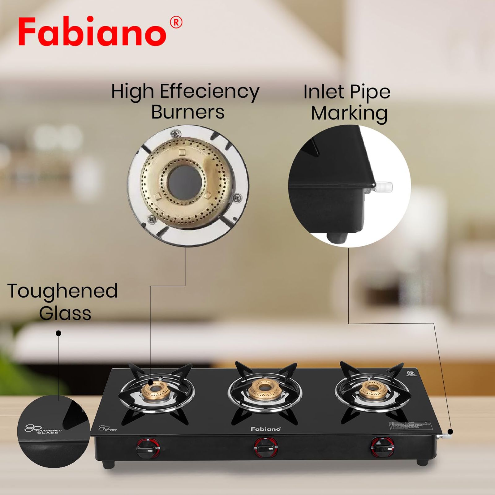 Fabiano FAB-3BRN Toughened Glass Top 3 Burner Automatic Gas Stove (Pan Support Attachment, Black)_6