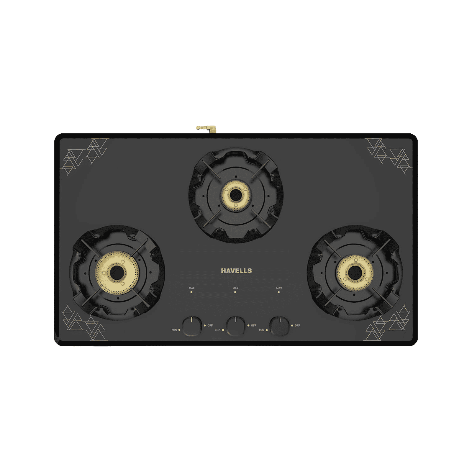 Havells Nucleus Toughened Glass Top 3 Burner Manual Gas Stove (Heavy Duty Brass Burner, Black) Havells Nucleus Toughened Glass Top 3 Burner Manual Gas Stove (Heavy Duty Brass Burner, Black)_1